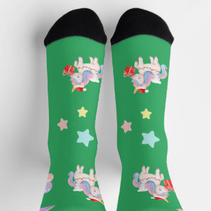 Chaussette Fête d'anniversaire de la licorne arc-en-ciel magi