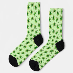 Chaussette Fête de la St Patrick, shamrock Lumière verte
