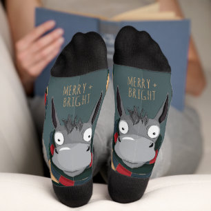 Chaussette Fête Drôle Mignon Âne Turquoise Gris