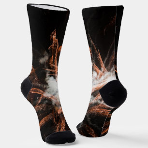 Chaussette Feu d'or abstrait or noir fumée