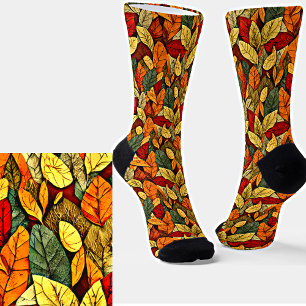 Chaussette Feuilles d'automne Brown et jaunes