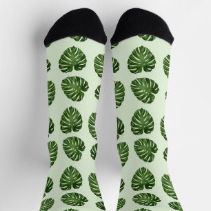 Chaussette Feuilles de palmiers, Feuilles verts, Motif tropic