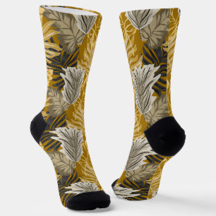 Chaussette Feuilles de palmiers, tropical, botanique, jungle,