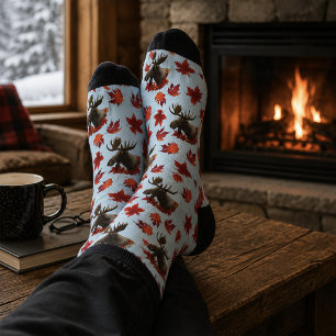Chaussette Feuilles d'érable rouge d'orignal 