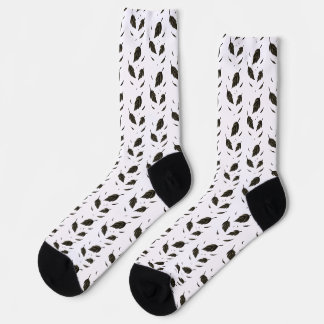 Chaussette Feuilles tombantes – Encre minimaliste Nature sur