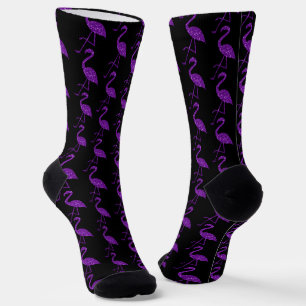 Chaussette Flamingo rayé violet parties scintillant motif noi