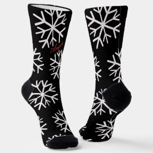 Chaussette Flammes de neige Noir Blanc Nom du script