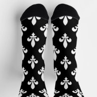 Fleur de Lis Motif, Royal French, Blanc sur Noir