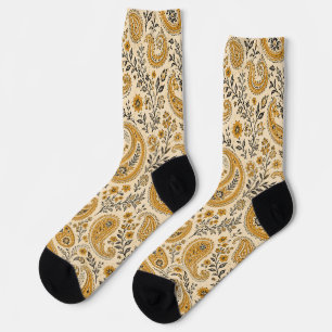 Chaussette Fleur orange brûlée Paisley