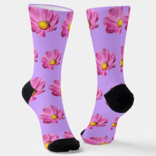 Chaussette Fleur Rose Vibrante Avec Une Abeille Par Une Journ