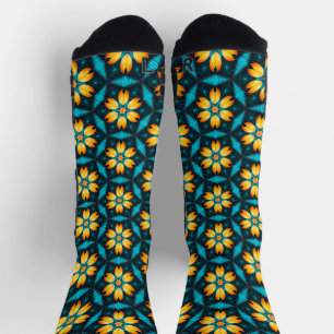 Chaussette Fleurs Abstraites jaunes