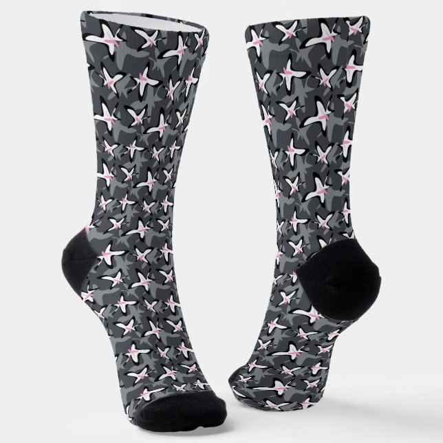 Chaussette Fleurs abstraites roses et modernes (Angulaire)