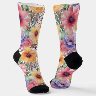 Chaussette Fleurs aquarelles