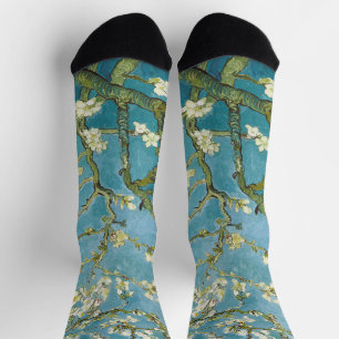 Chaussette Fleurs d'amandier de Van Gogh - Art Bleu Classique