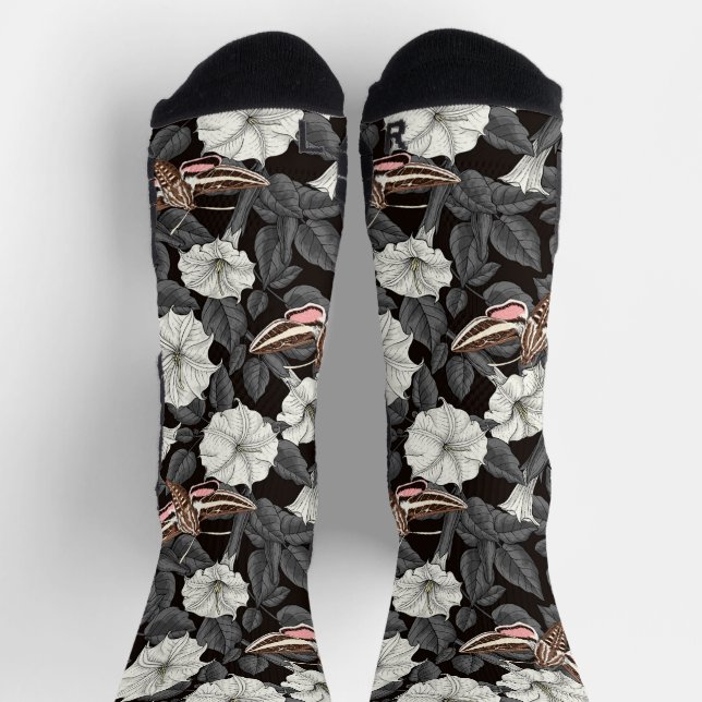 Chaussette Fleurs de lune et sphinx Moths 2 (Haut)