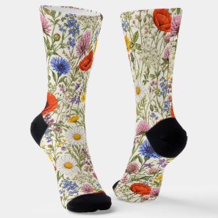 Chaussette Fleurs de Prairie Sauvage Délicates