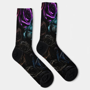 Chaussette Fleurs de velours gothiques roses texture florale
