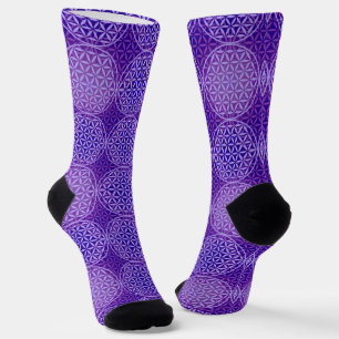 Chaussette FLEURS DE VIE - violet lila motif