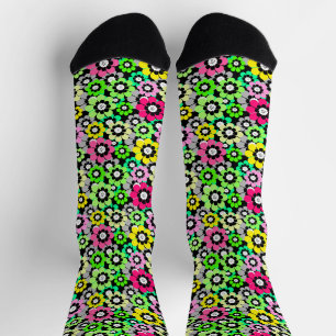 Chaussette Fleurs découpées en papier multicolore sur fond no