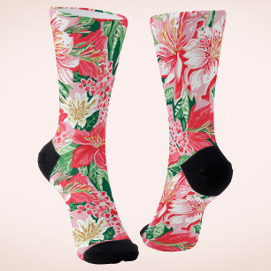 Chaussette Fleurs d'hiver modernes et colorées Noël
