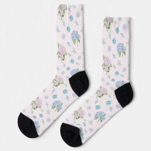 Chaussette Fleurs d'hydrangea simples et élégantes à l'aquare