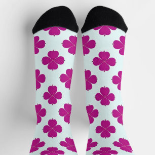 Chaussette Fleurs géométriques roses sur un fond clair