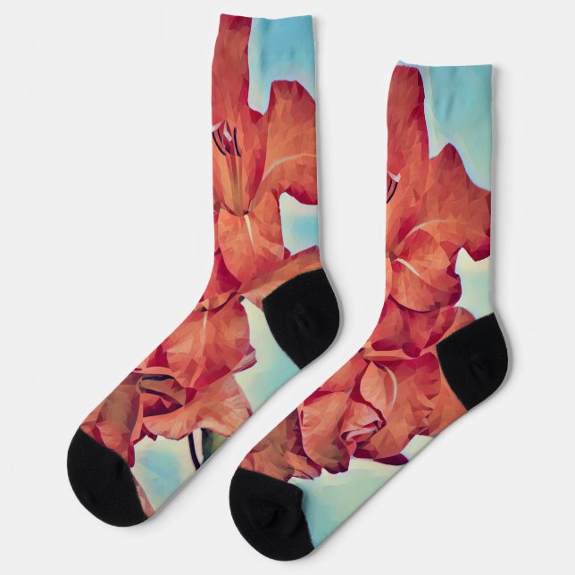 Chaussette Fleurs orange Couleurs tropicales Chaussettes foll (Gauche)