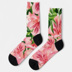 Chaussette Fleurs roses Chaussettes d'Art Vintage Lily