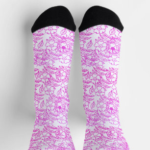 Chaussette Fleurs roses élégantes aquarelle Gradient Coloré