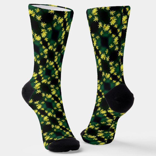 Chaussette Fleurs sauvages de marguerite jaune délicat Motif  (Angulaire)