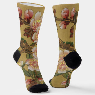 Chaussette Fleurs vintages de cerises Fleurs japonaises asiat