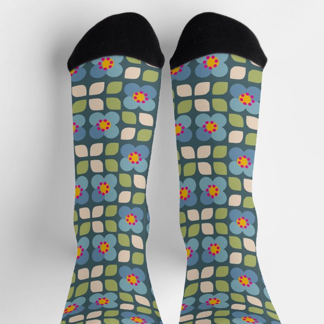 Chaussette FLORA BLUSH - Chaussettes Florales Funny durables (Haut)