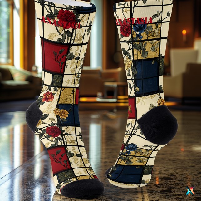 Chaussette Floral Abstrait avec conception géométrique élégan (Créateur téléchargé)