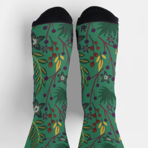 Chaussette Floral continu fleurs motif vert arrière - plan w