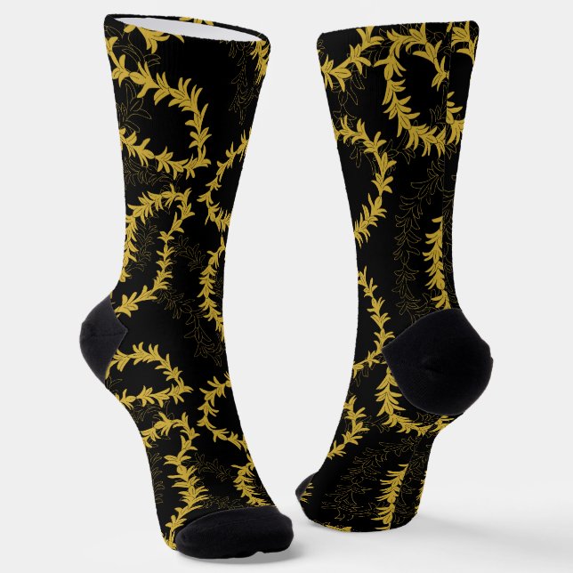 Chaussette Floral hawaïen Lei Garland à motif noir (Angulaire)