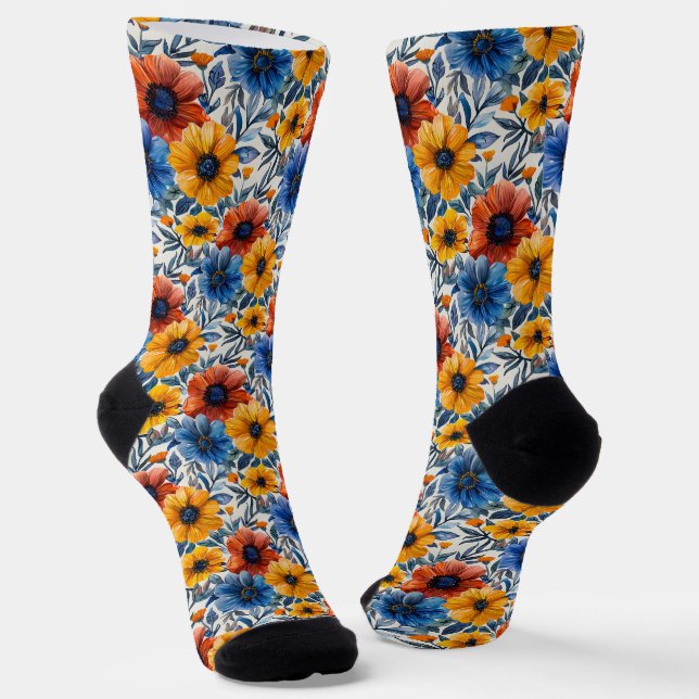 Chaussette Floral rustique mode rétro motif (Angulaire)