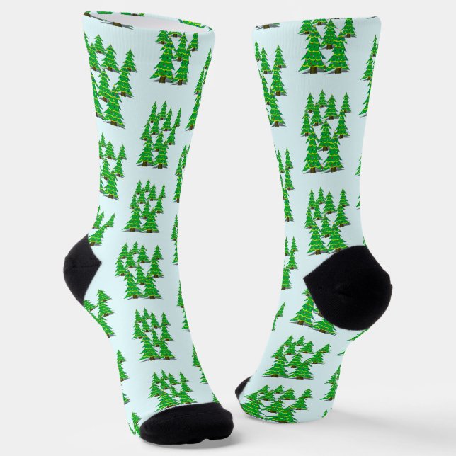 Chaussette Forêt d'arbres décorés Noël (Angulaire)