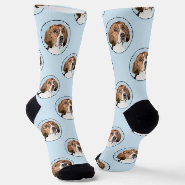 Chaussette Foxhound Painting Cute Original Chien Art (Angulaire)