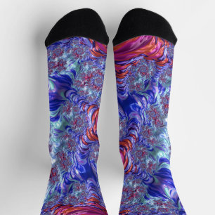 Chaussette Fractale numérique abstraite colorée trippy groovy