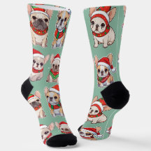 Français Bulldogs Pastel Motif de Noël