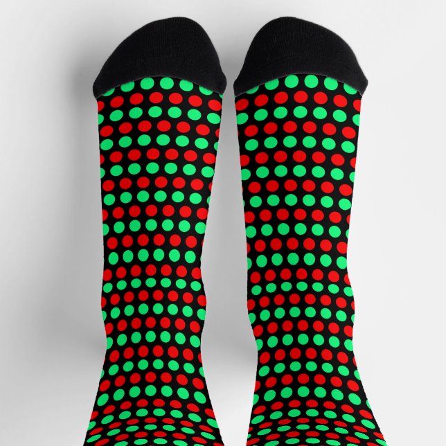 Chaussette Frappe verte et rouge de Noël en noir (Haut)