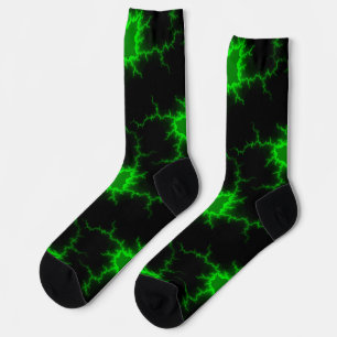 Chaussette Frappes de foudre verte Alien en Pitch noir