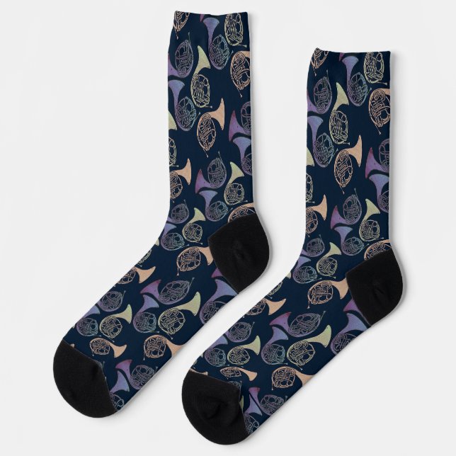 Chaussette French Horns Art mignon dessin de cornes française (Gauche)