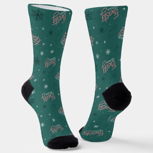 Chaussette Frosty Snowman Green Snowflake Motif (Angulaire)