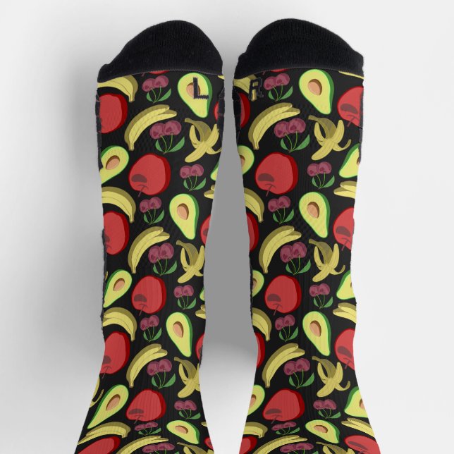 Chaussette Fruit motif transparent | fruits tropicaux colorés (Haut)