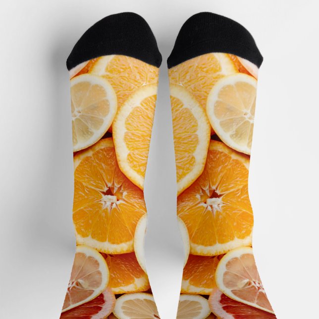 Chaussette Fruits d'agrumes d'orange juteux coupés (Haut)