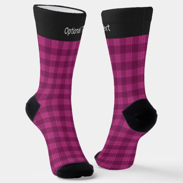 Chaussette Fuchsia Pink Plaid - Classic Check - votre nom sur (Angulaire)