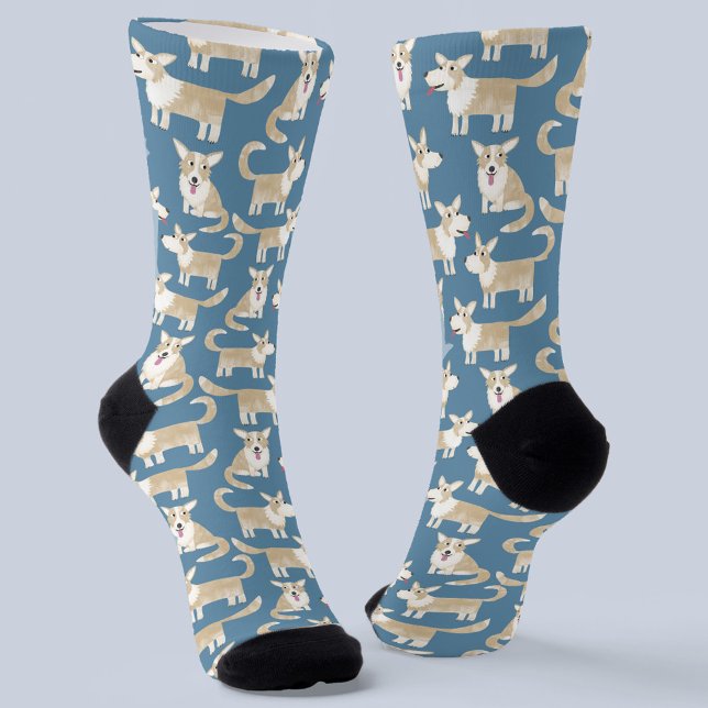 Chaussette Fun Corgi Chien Motif Vert (Créateur téléchargé)