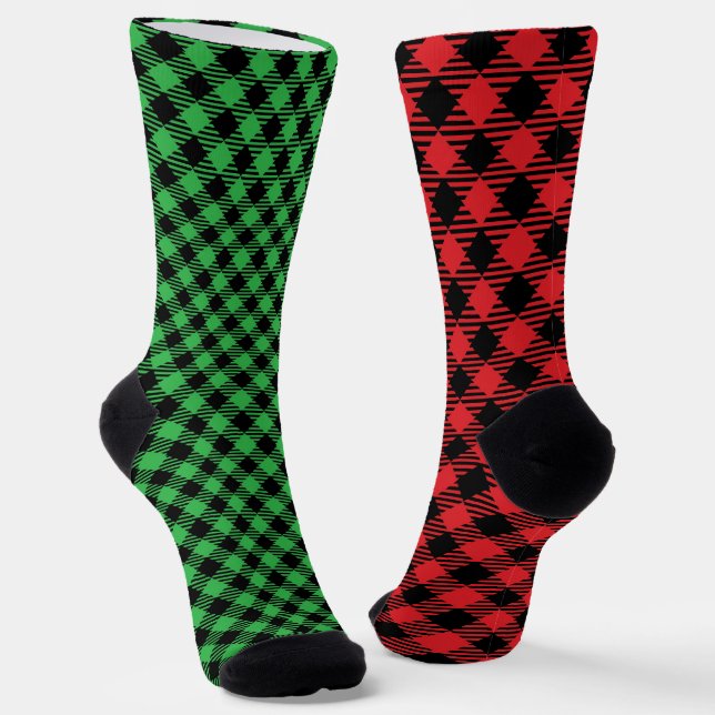 Chaussette Fun Mismatch Odd Noël Plaid (Angulaire)