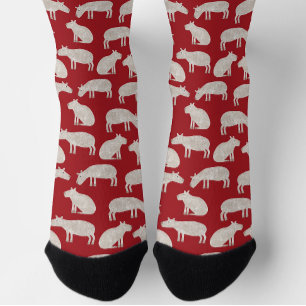 Chaussette Fun Motif Capybara Rouge